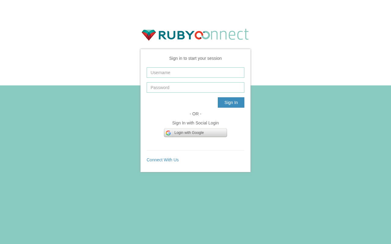 Ruby Connect homepage